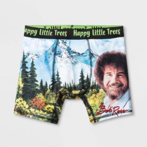 Bob Ross Boxer Shorts Underwear with Happy Little Trees